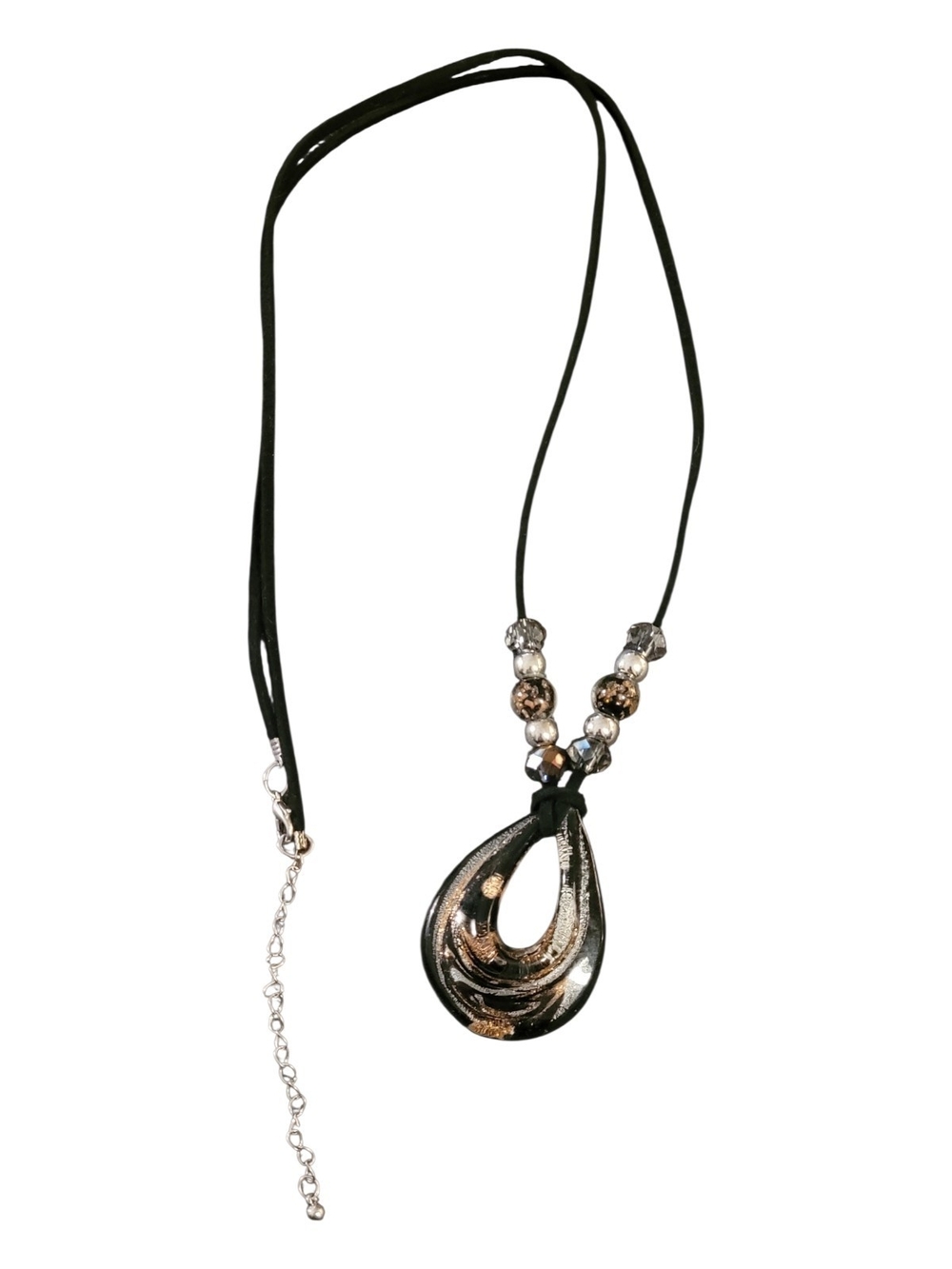 Black and Gold Teardrop Pendant Necklace